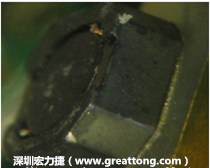 使用銀(Ag)鍍層的電源電感器(Power Inductors)，經(jīng)過推力測試后，零件端點(diǎn)上已經(jīng)看不到任何鍍層的痕跡了，所以其耐推力就比較小。