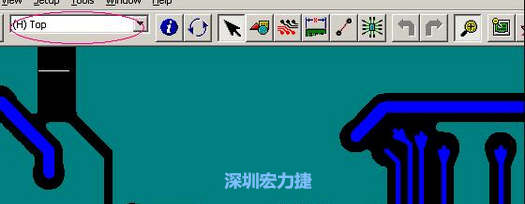 如果圖形像下圖一樣無法顯示鉆孔，只須圖（186）將紅色圈住的活動層改為當(dāng)前顯示層即可。