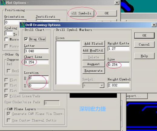 轉(zhuǎn)孔圖時(shí)也需在Customize Document欄點(diǎn)擊Option，在彈出的Plot Options-窗口中選擇Drill Symbols